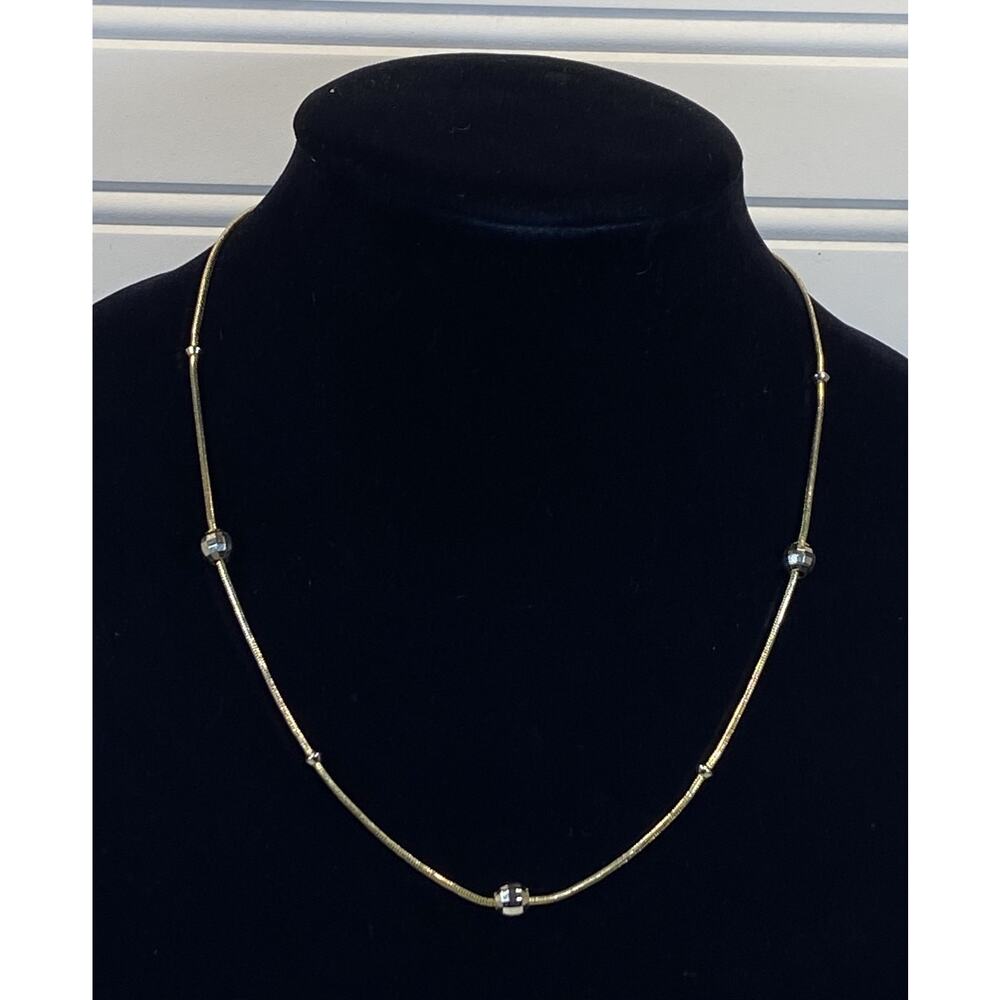 Vintage Gold Tone Faceted Gold Bead Station Collar Dainty Casual Necklace